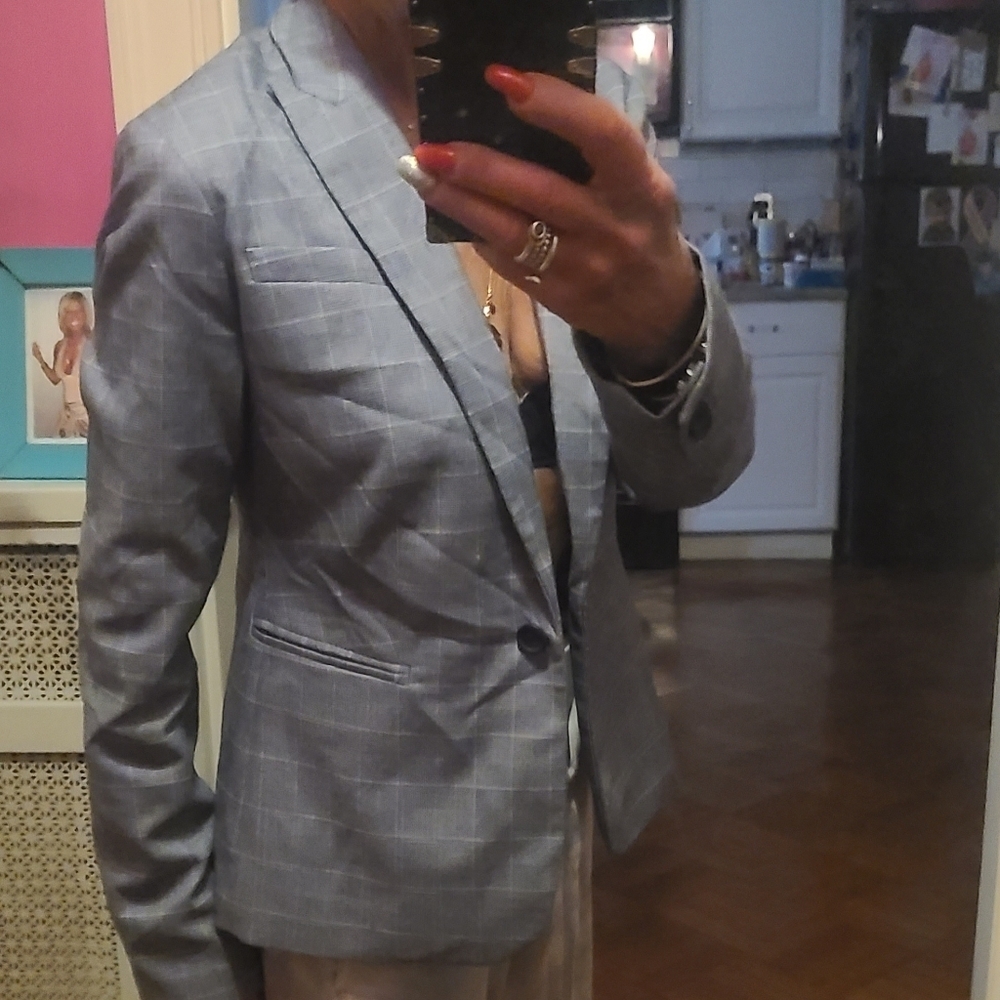 BANANA REPUBLIC NEW BLAZER GREY WHITE SIZE 2 HP 12x🔥🔥